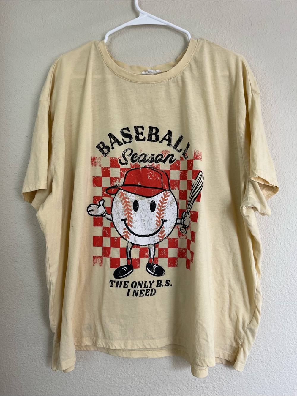 Maurices 2X Baseball Season Graphic Tee Butter Yellow Cotton Blend Casual Plus